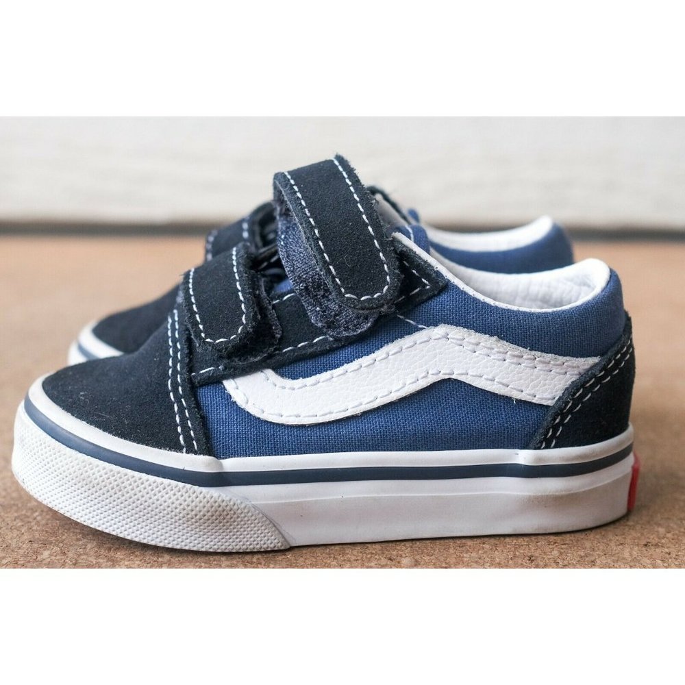 Vans Toddler Shoes Size 4.5 Blue Strap On Sneakers